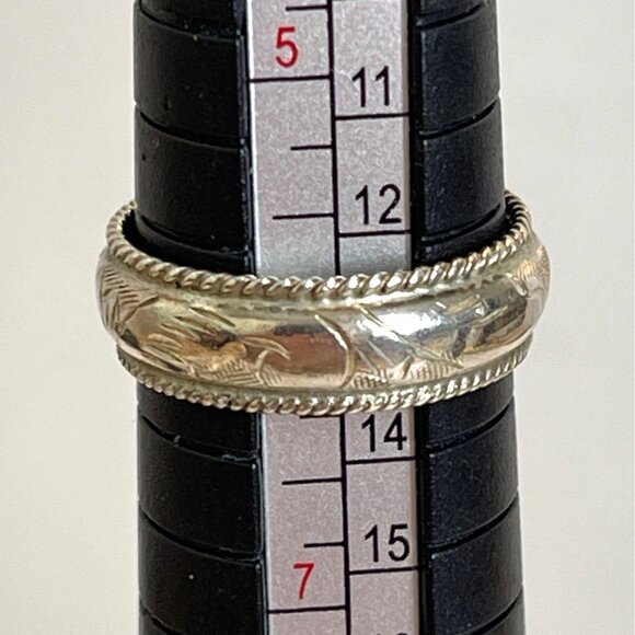 Sterling Silver 925 Women's Engraved Wedding Band Ring Rope Edge Size 6 Vintage - Picture 4 of 8